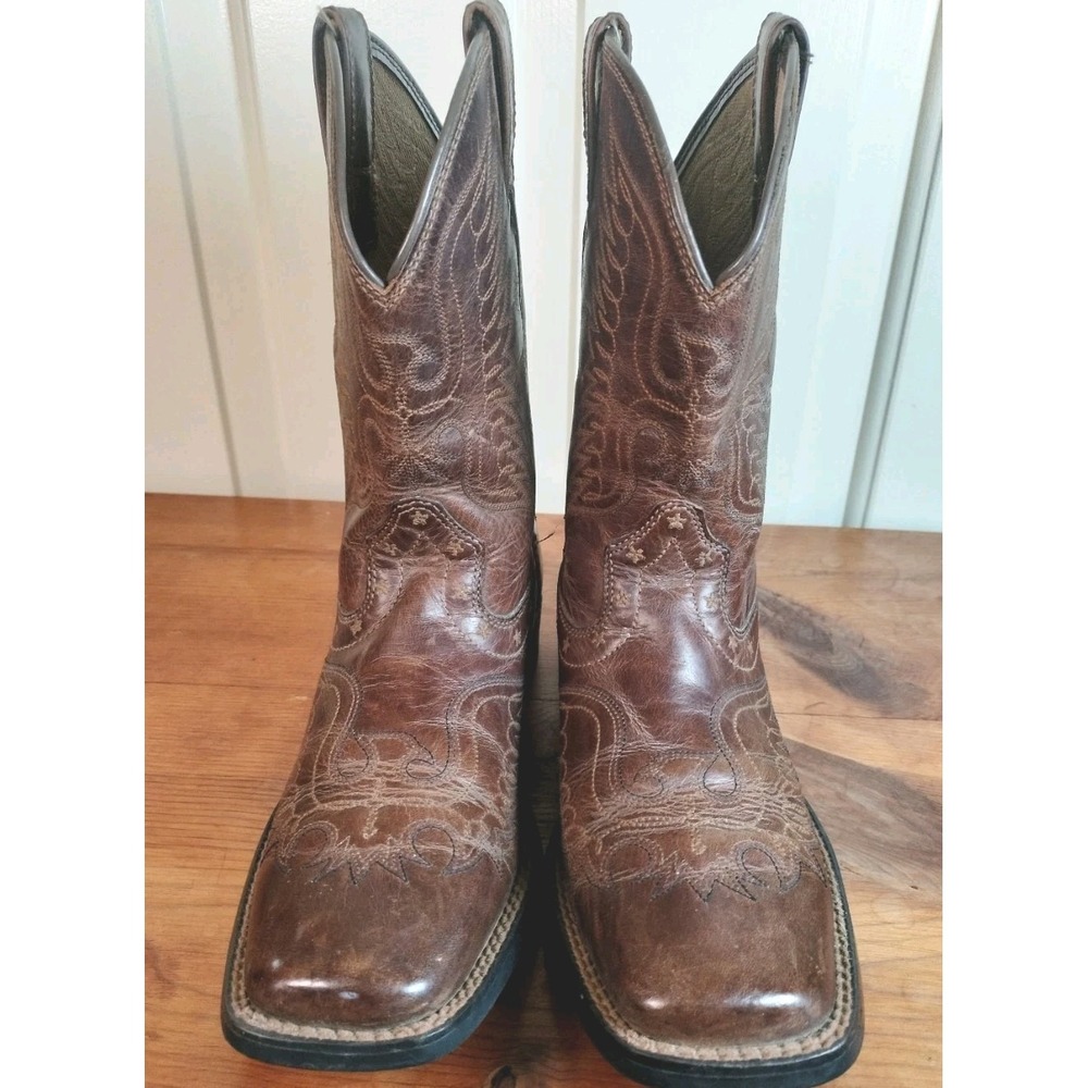 Ariat Kid's Youth Brown Leather Square Toe Western Cowboy Boots Size 3